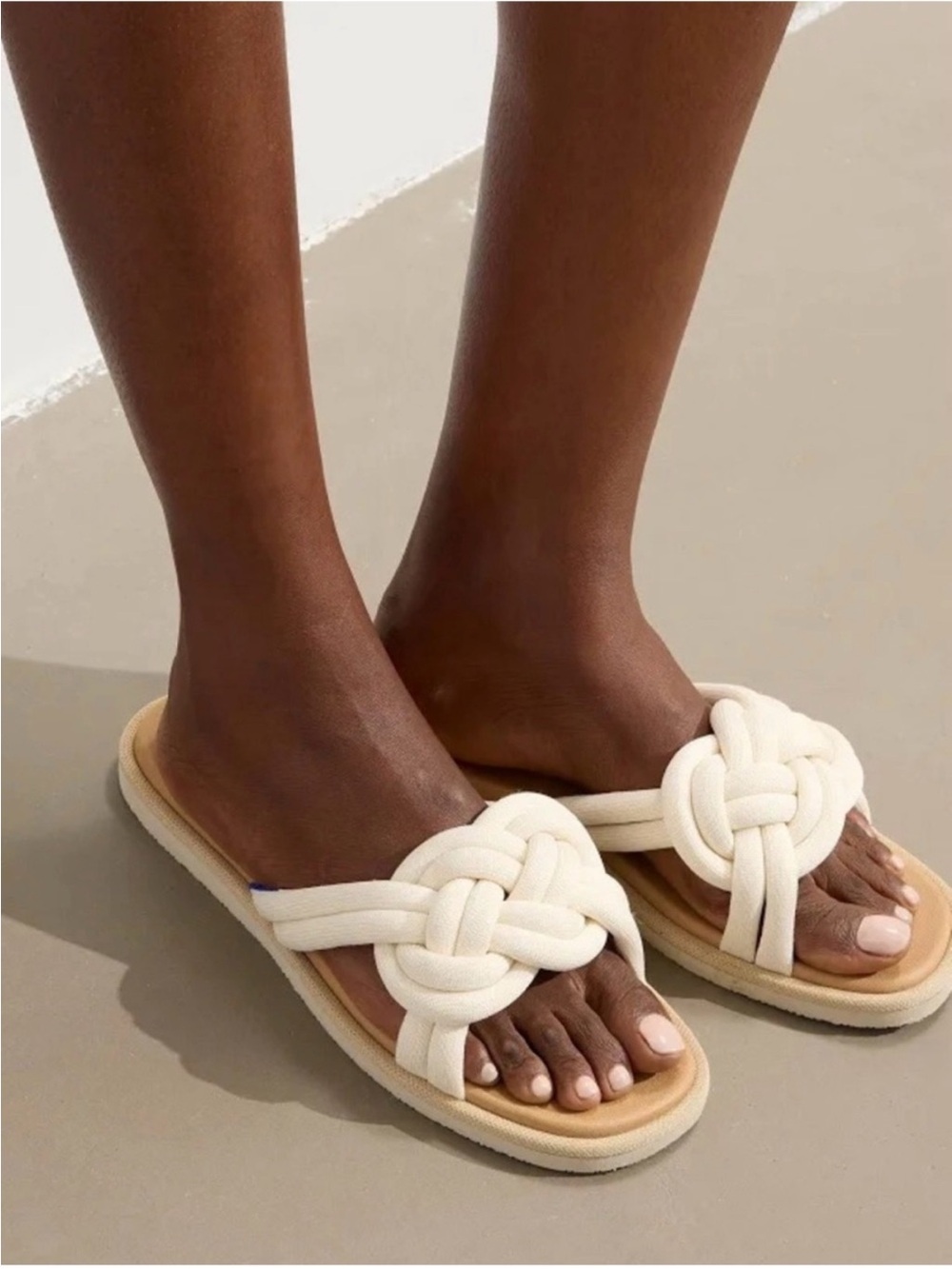 Rothy's Cream Knotted Slide Sandals
